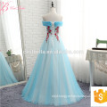 New Model A Line Elegant Blue Embroided Flower Lace Wedding Dress 2017